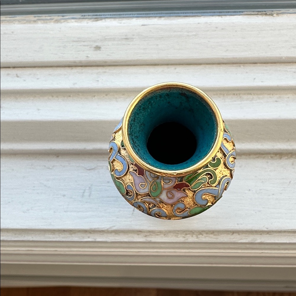 Vintage Gold Cloisonné Mini Vase - Picture 4 of 7